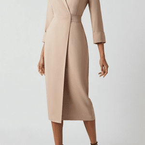 Spring Women Clothing Solid Color Collar Long Sleeve Dress